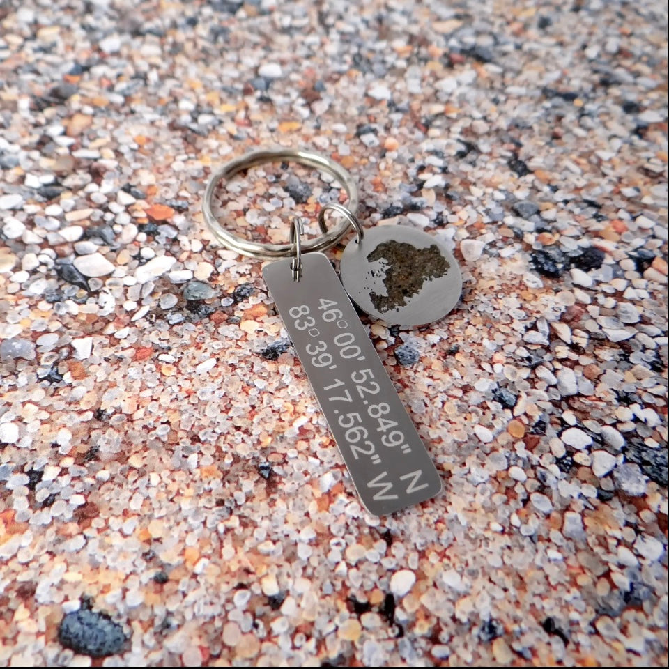 DI Coordinates Bar/Cutout Keychain