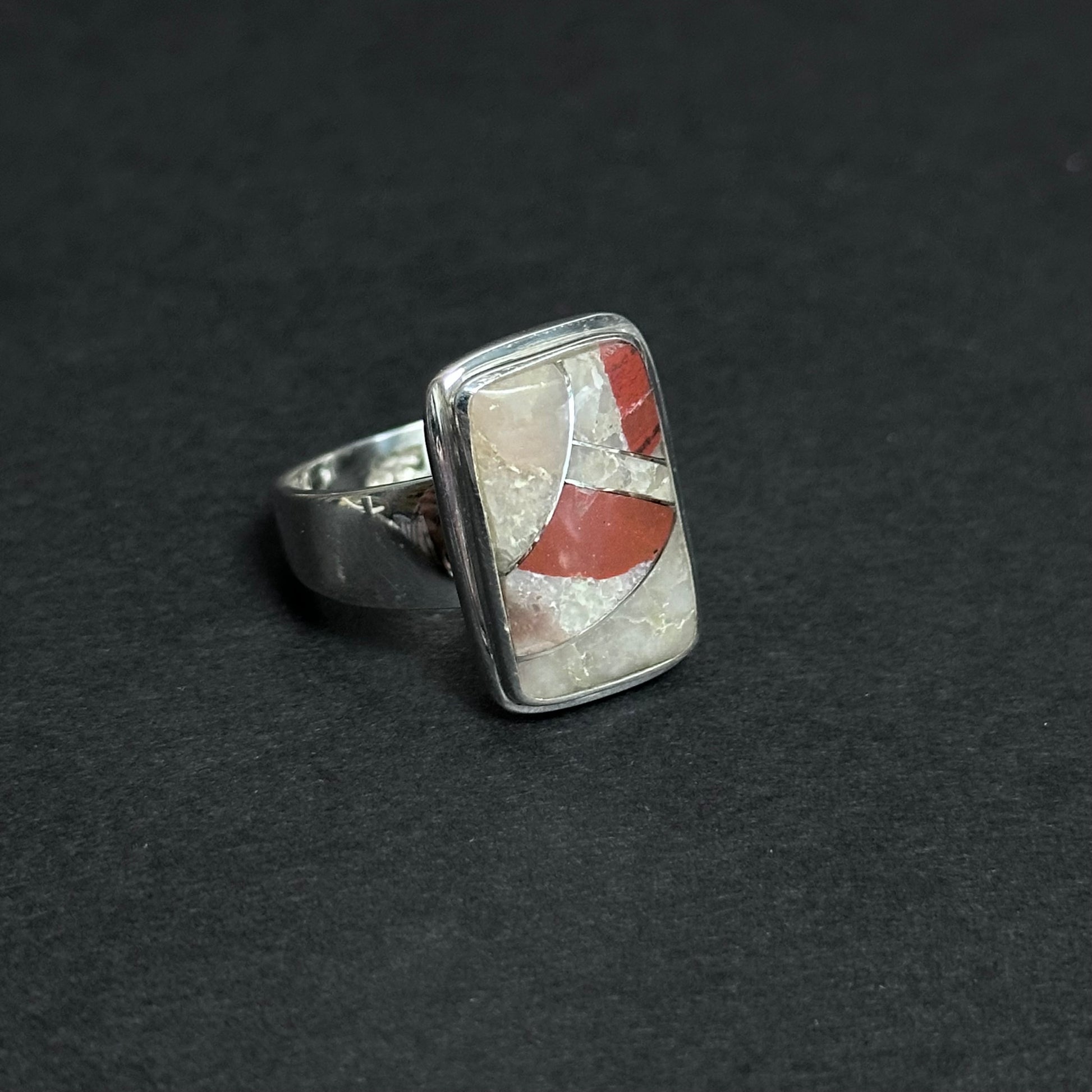 Puddingstone Rectangle Inlay Ring