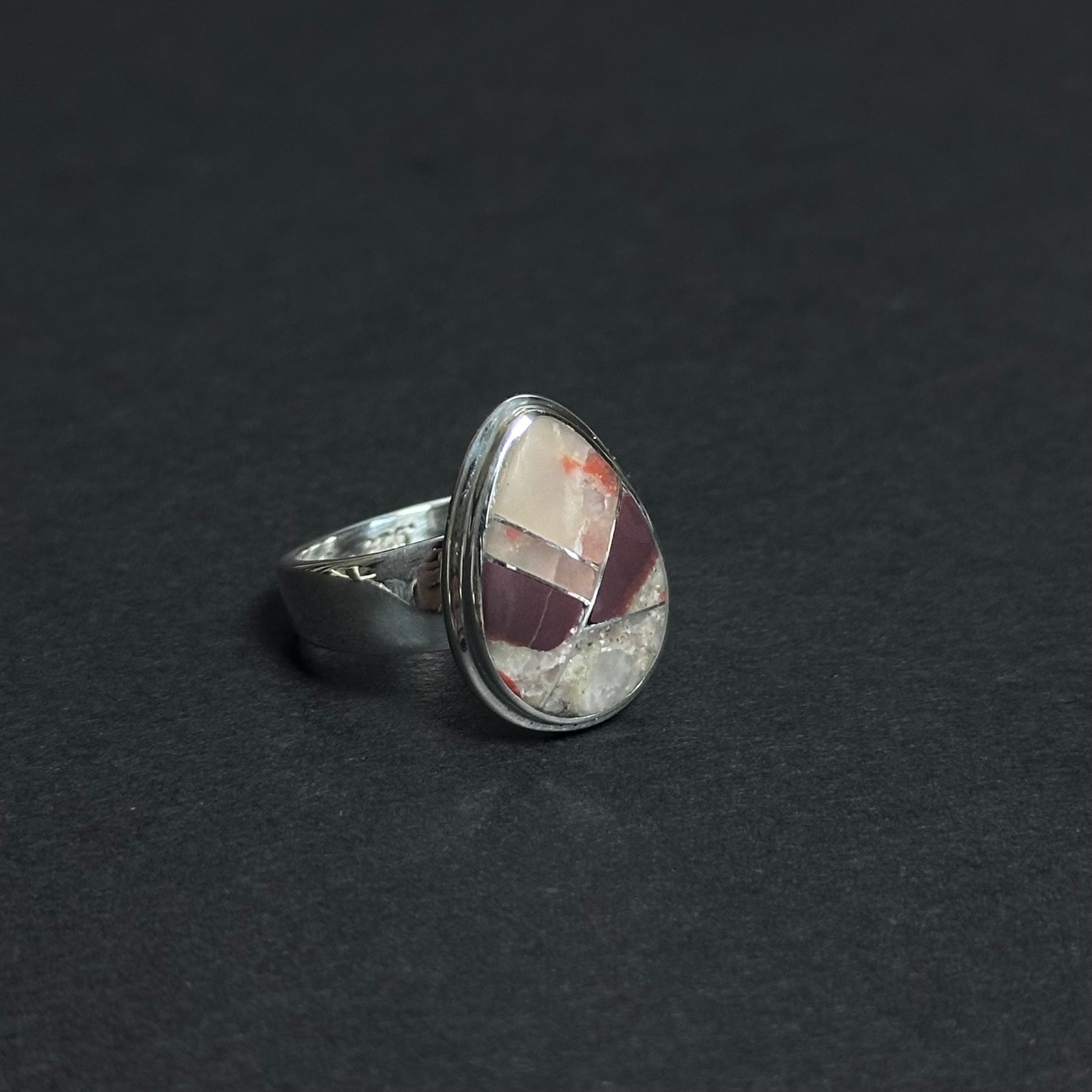 Puddingstone Teardrop Inlay Ring