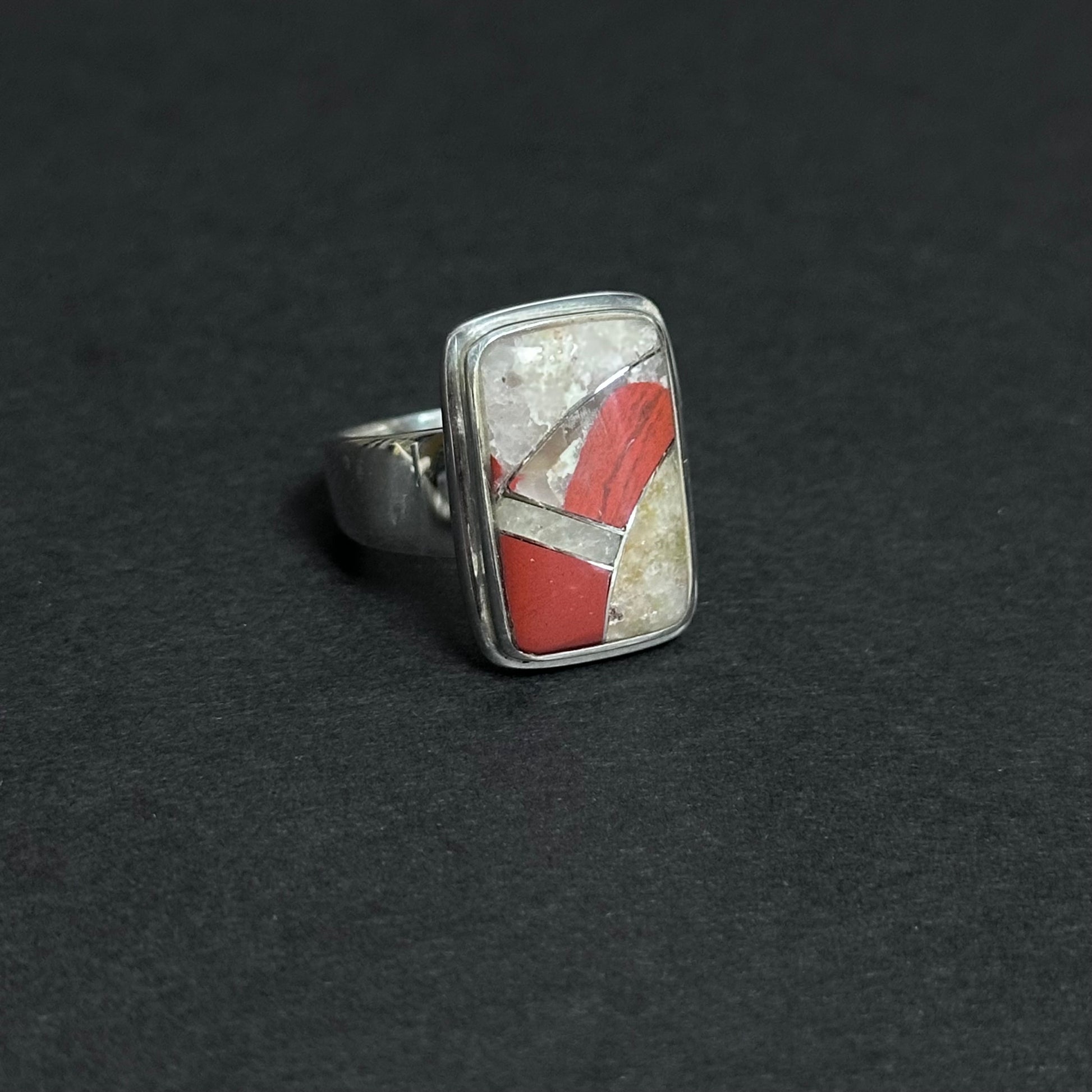 Puddingstone Rectangle Inlay Ring