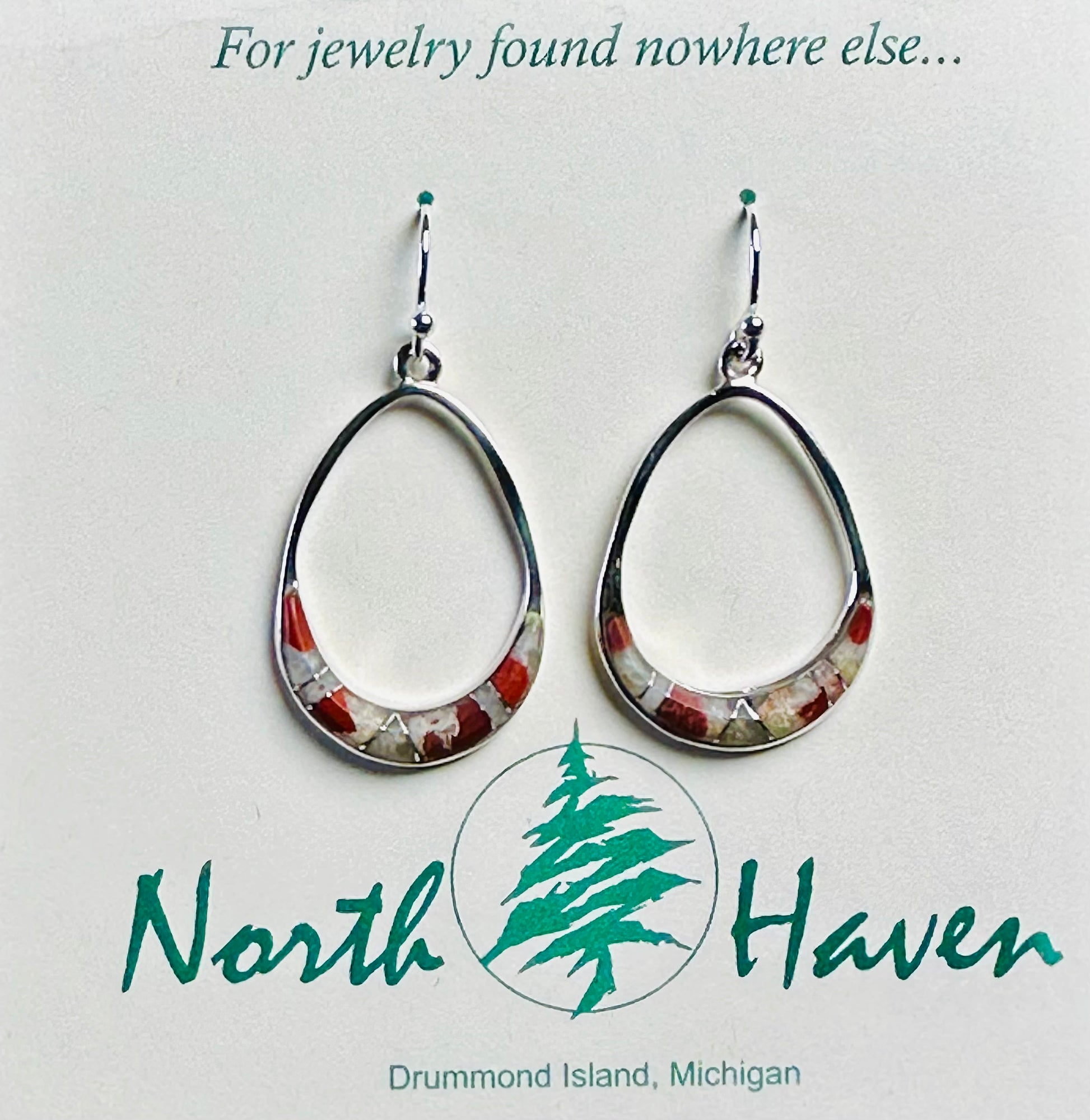 Oval Inlay Puddingstone Hoop Earrings