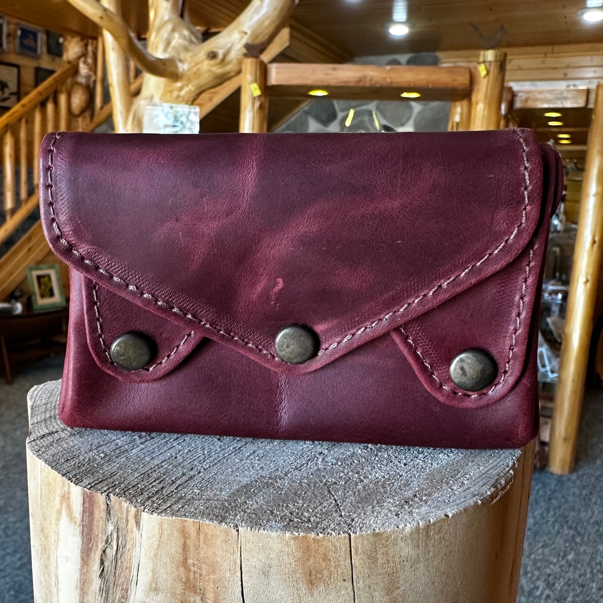 RED LEATHER ACCORDION WALLET
