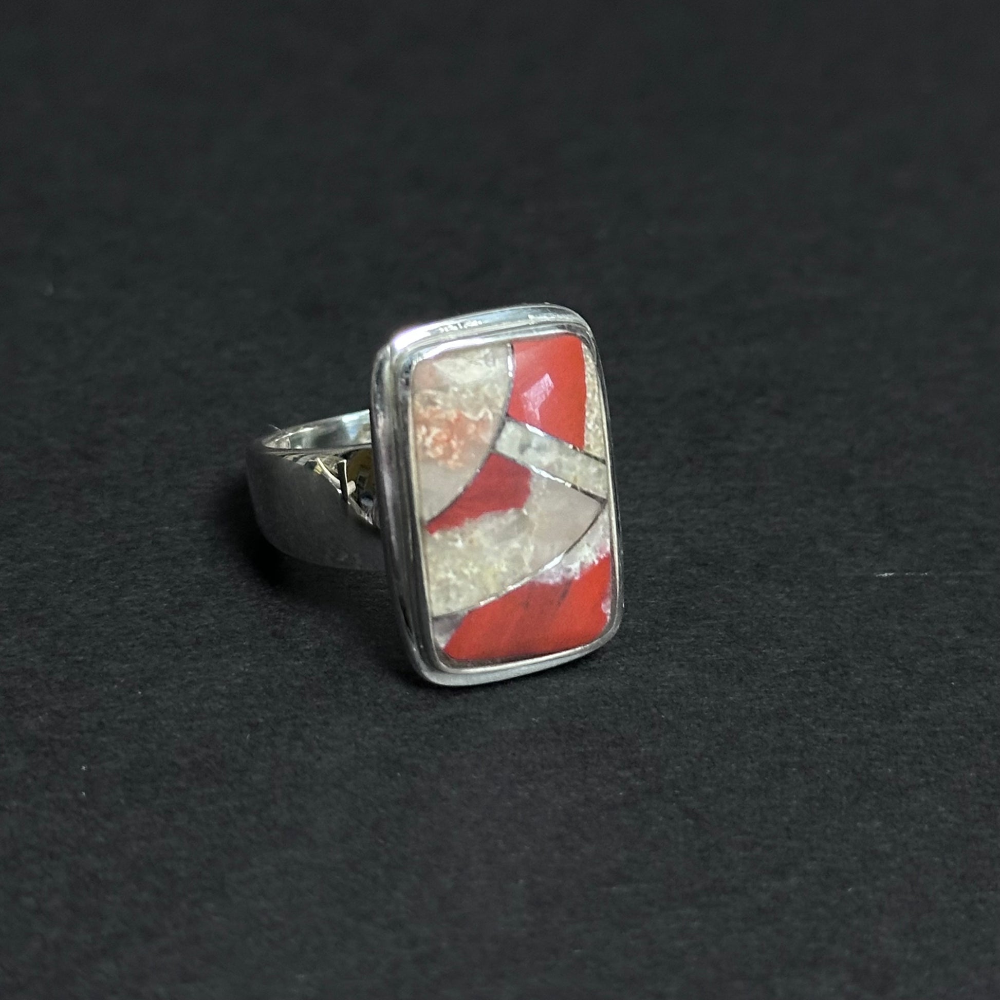 Puddingstone Rectangle Inlay Ring