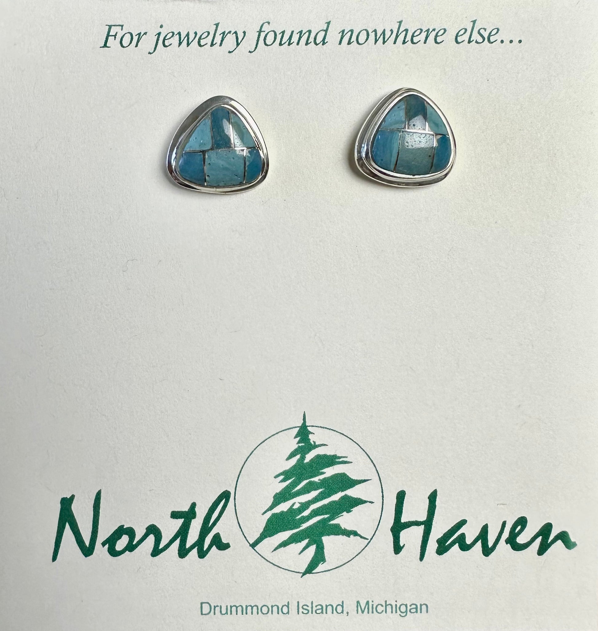 Triangle Inlay Leland Blue Studs