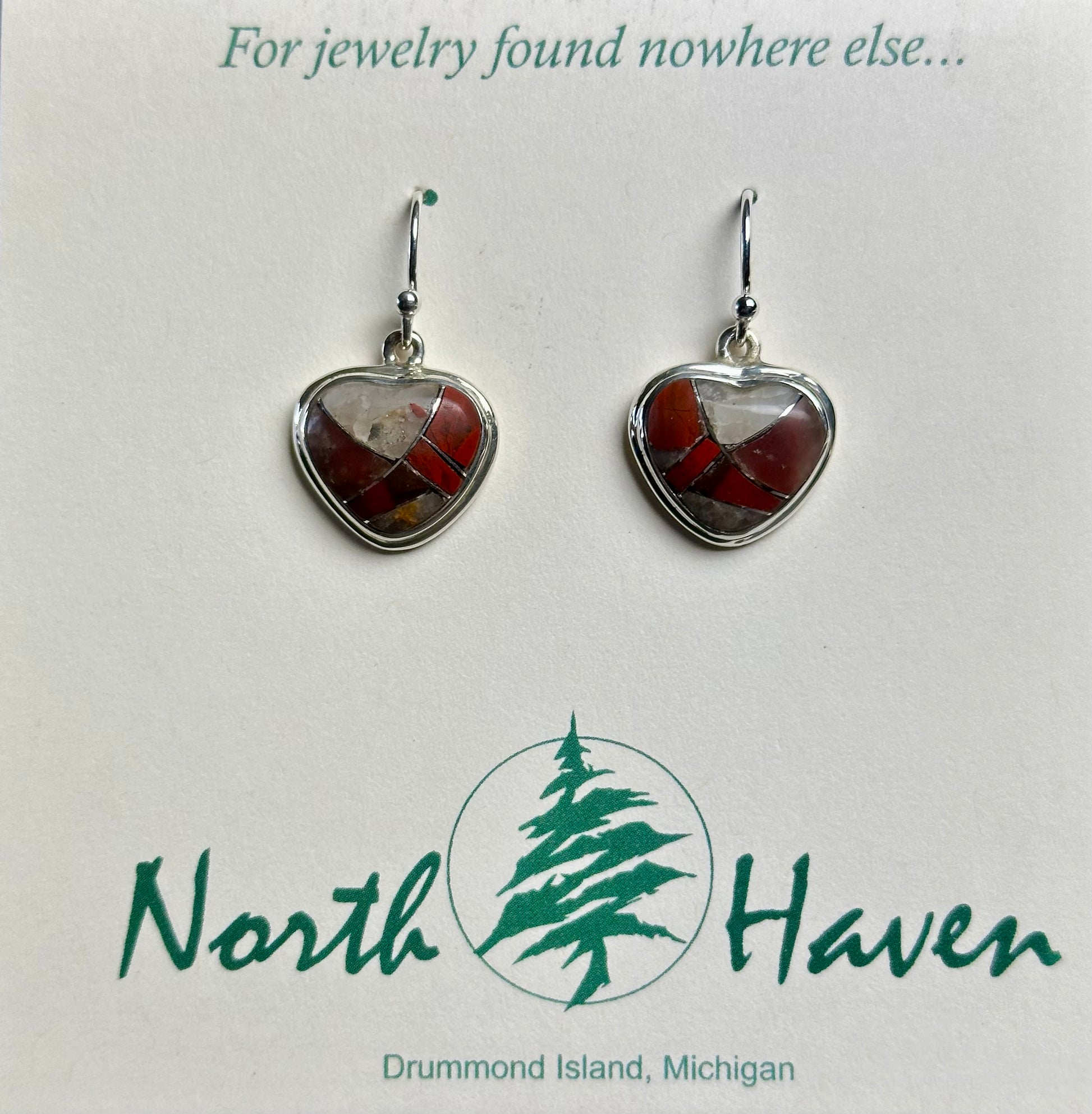Inlay Heart Puddingstone Earrings