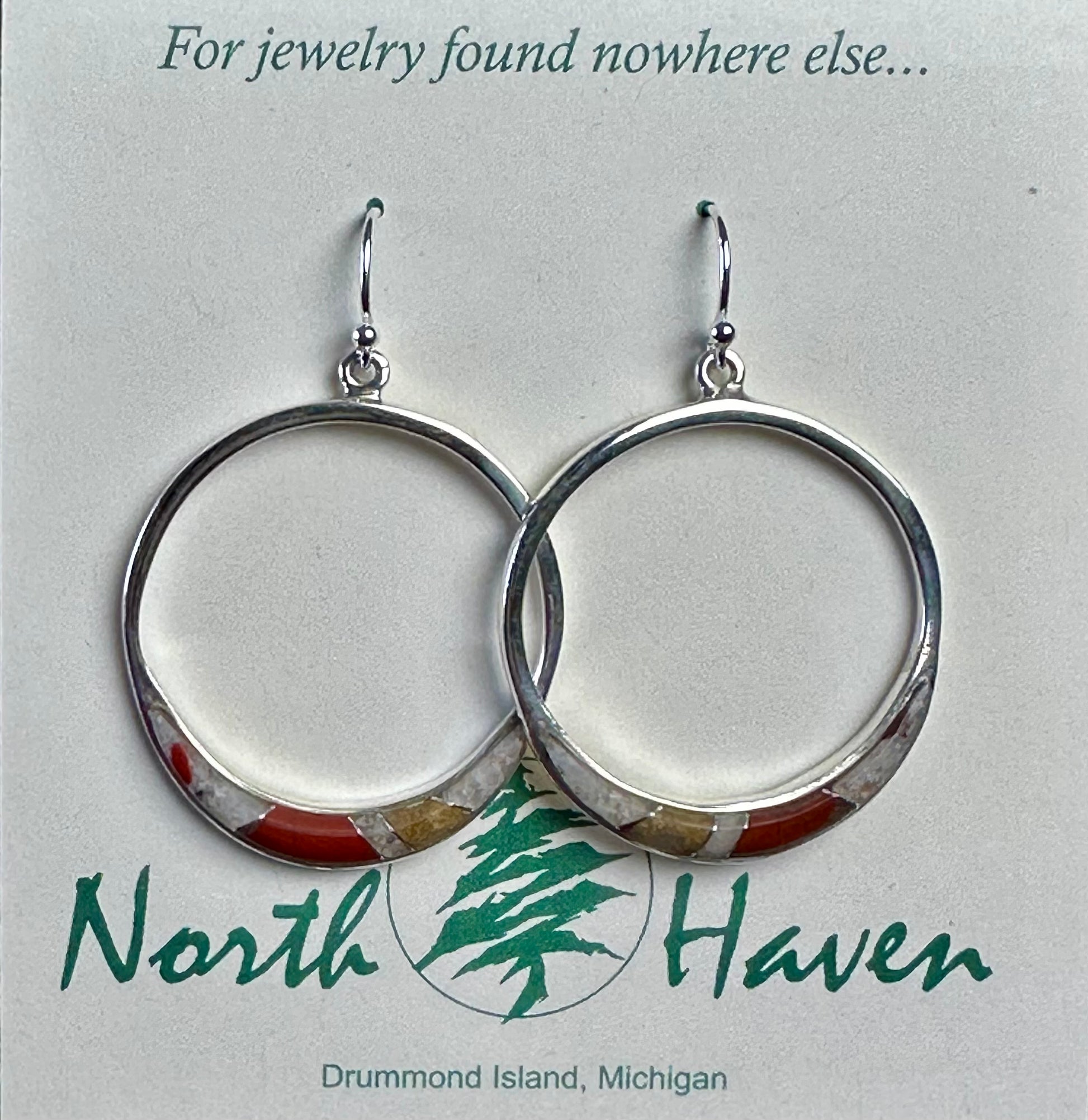 Hoop Inlay Puddingstone Earrings