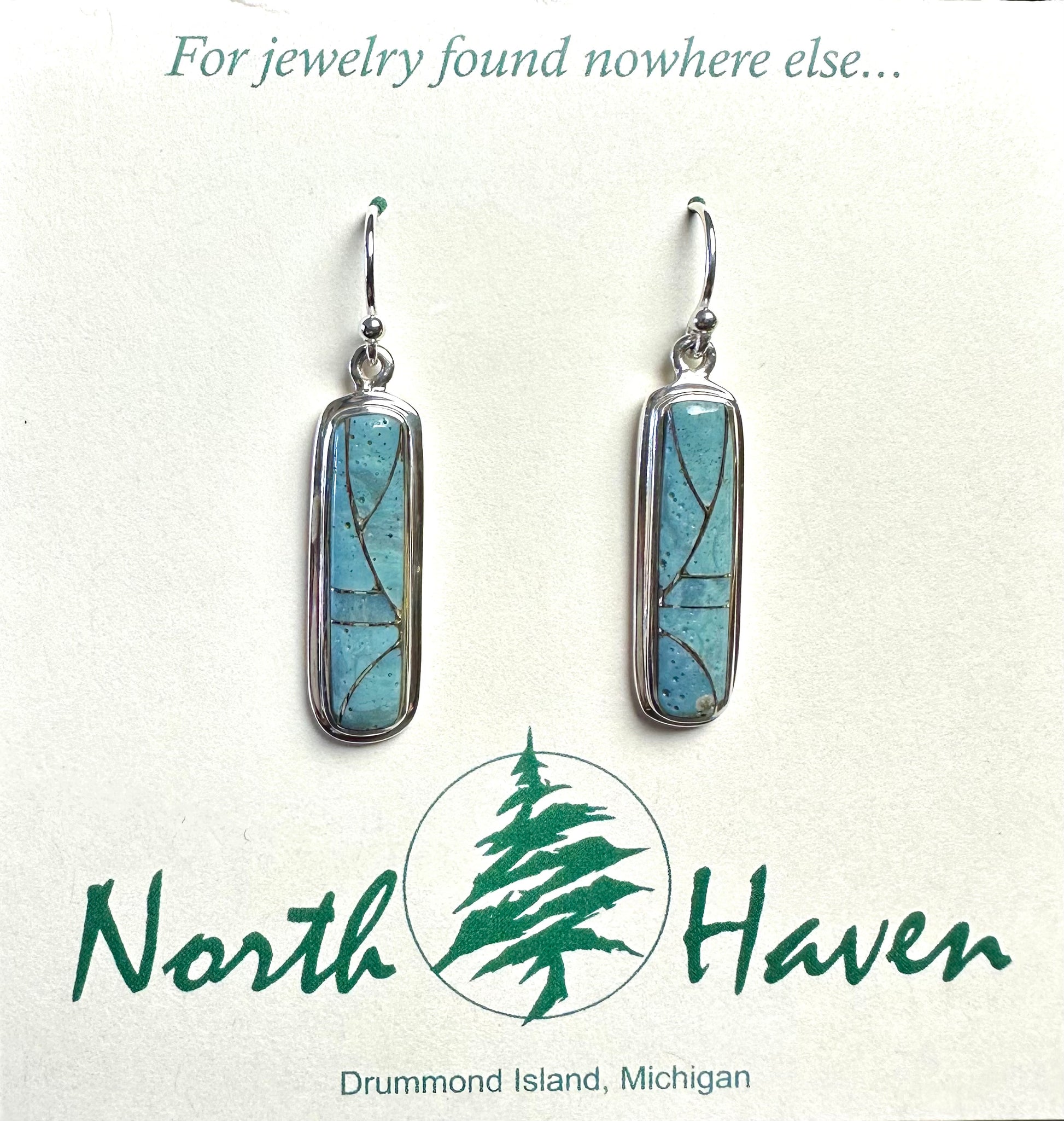 Rectangle Inlay Leland Blue Earrings