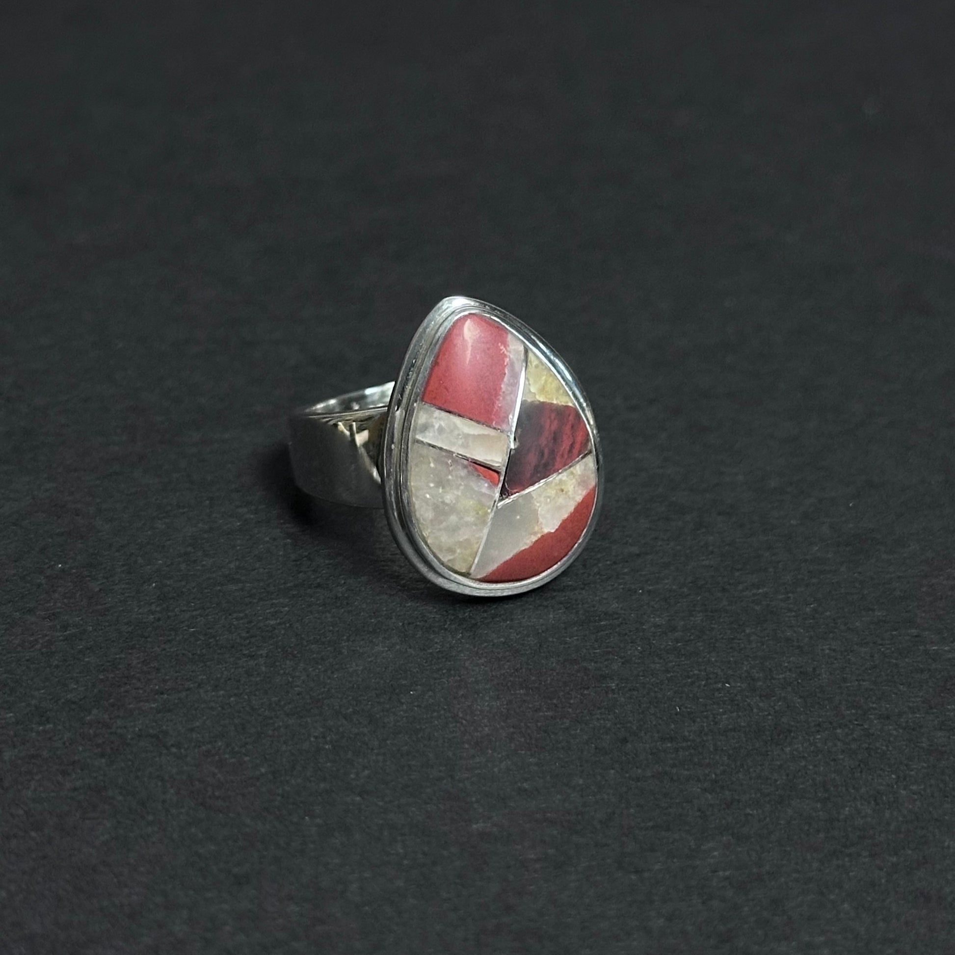 Puddingstone Teardrop Inlay Ring