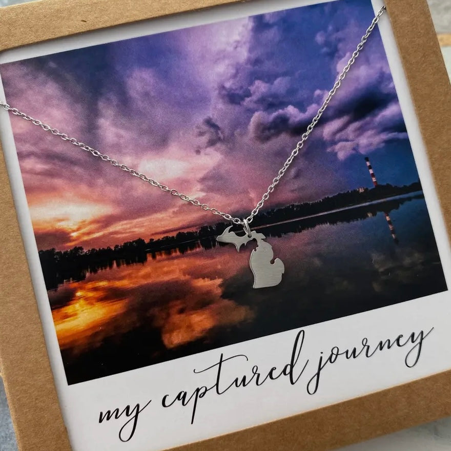 Mini Michigan Outline Necklace