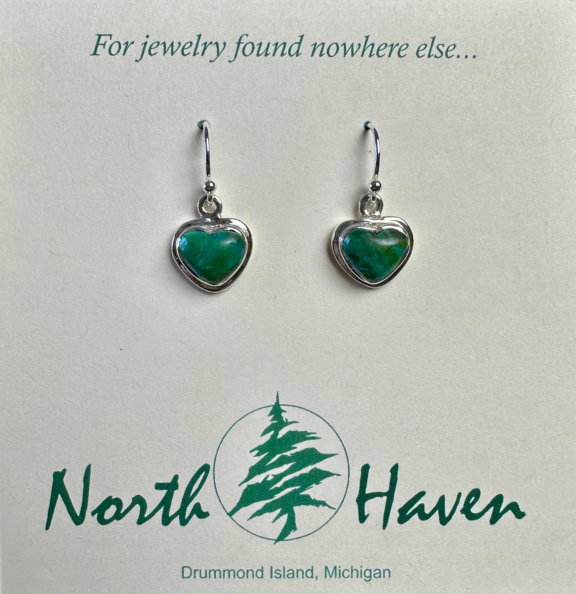 Chrysocolla Heart Wire Earrings
