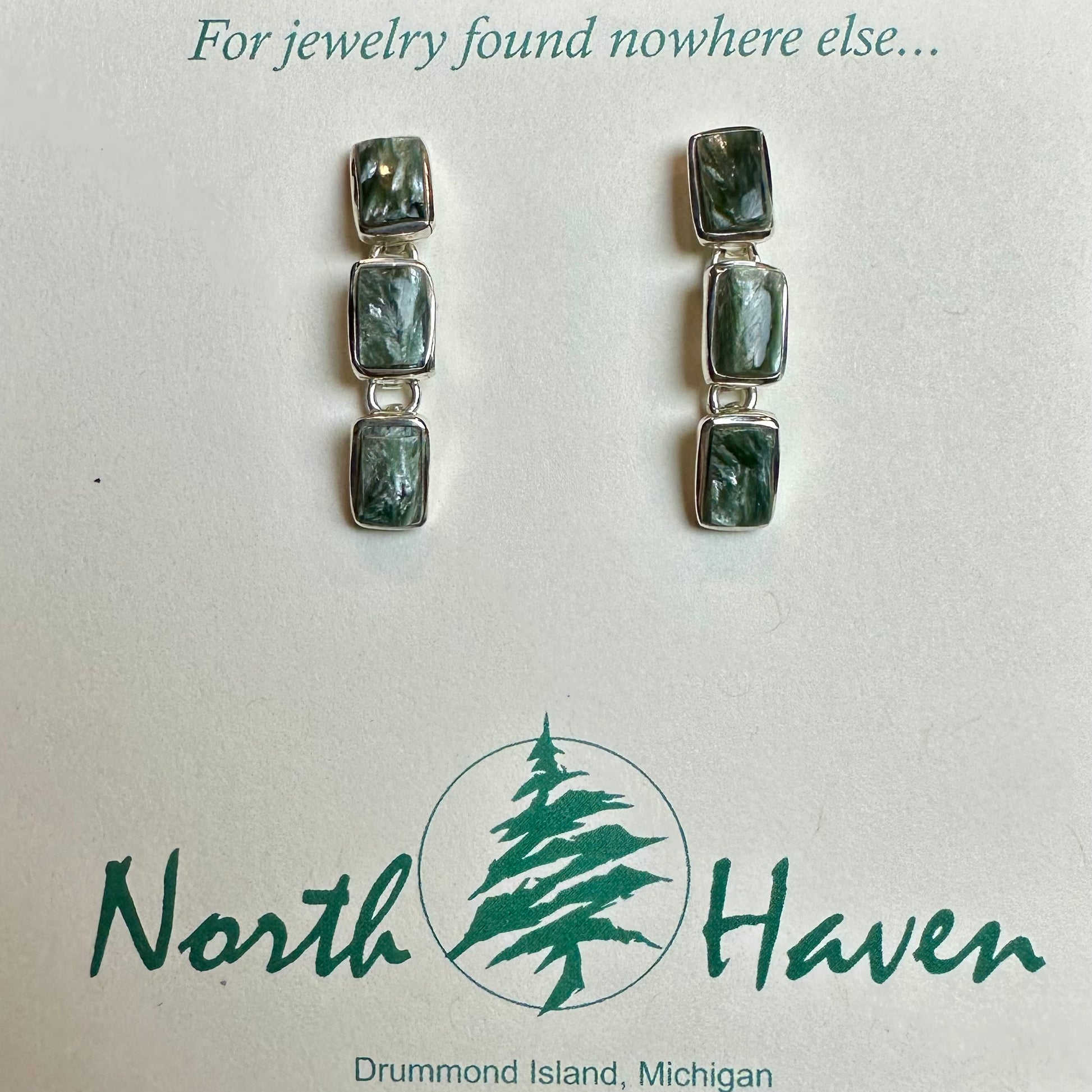 Seraphinite 3 Piece Dangle Studs