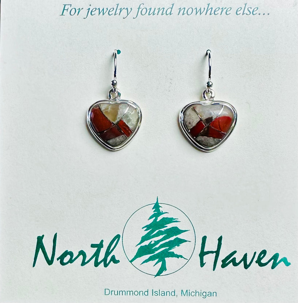 Inlay Heart Puddingstone Earrings