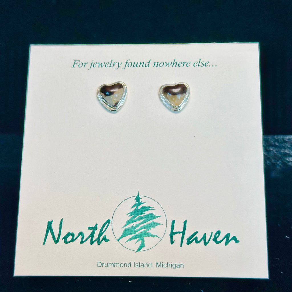 Heart Stud Puddingstone Earrings