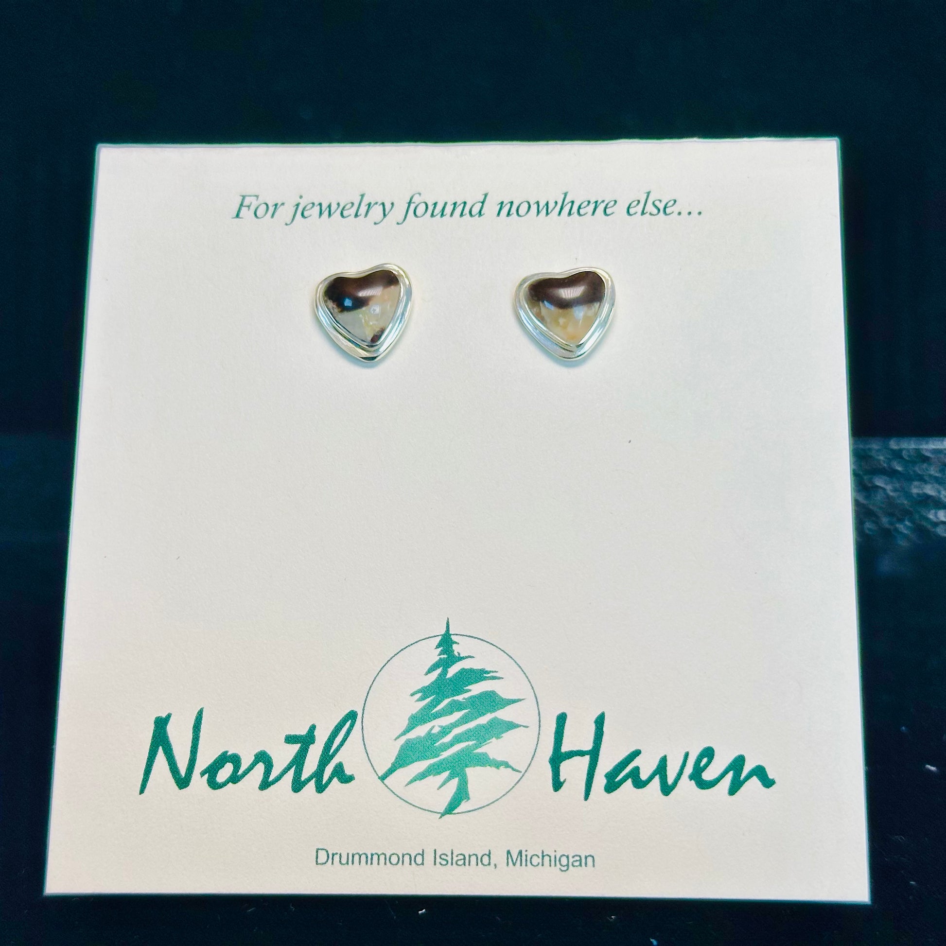 Heart Stud Puddingstone Earrings