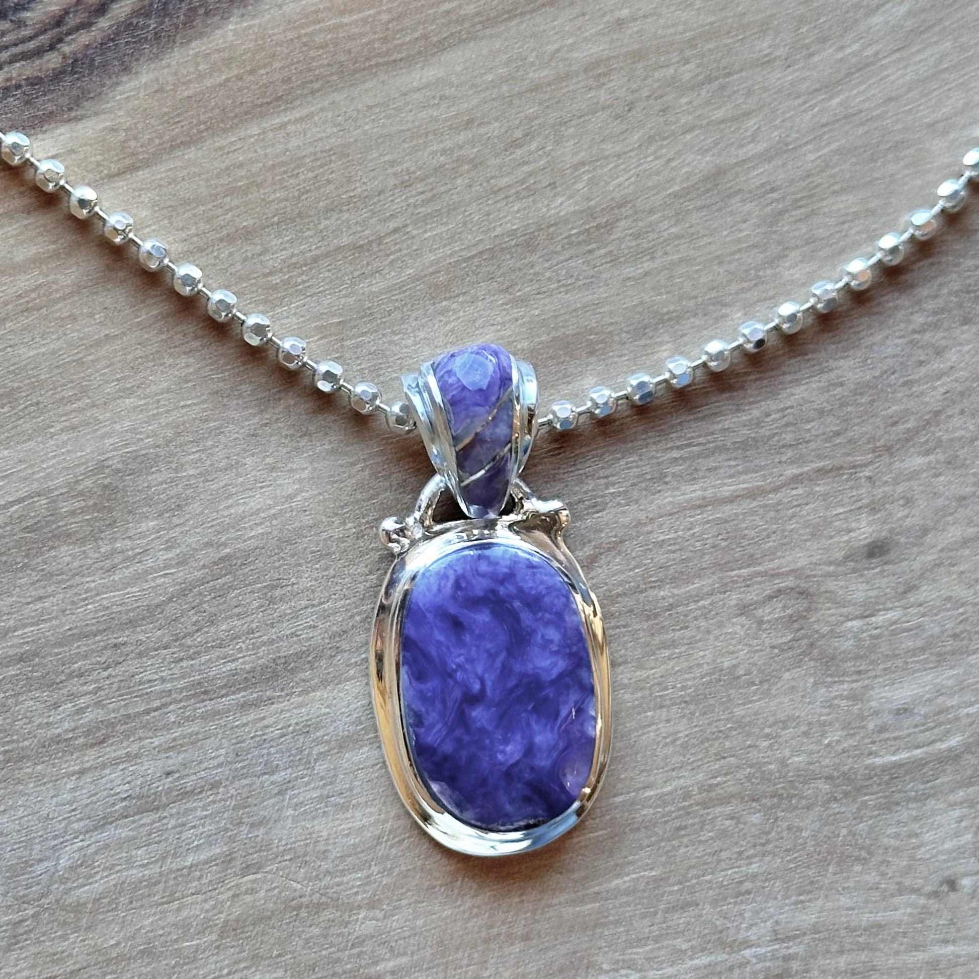 Charoite Solid Oval Pendant