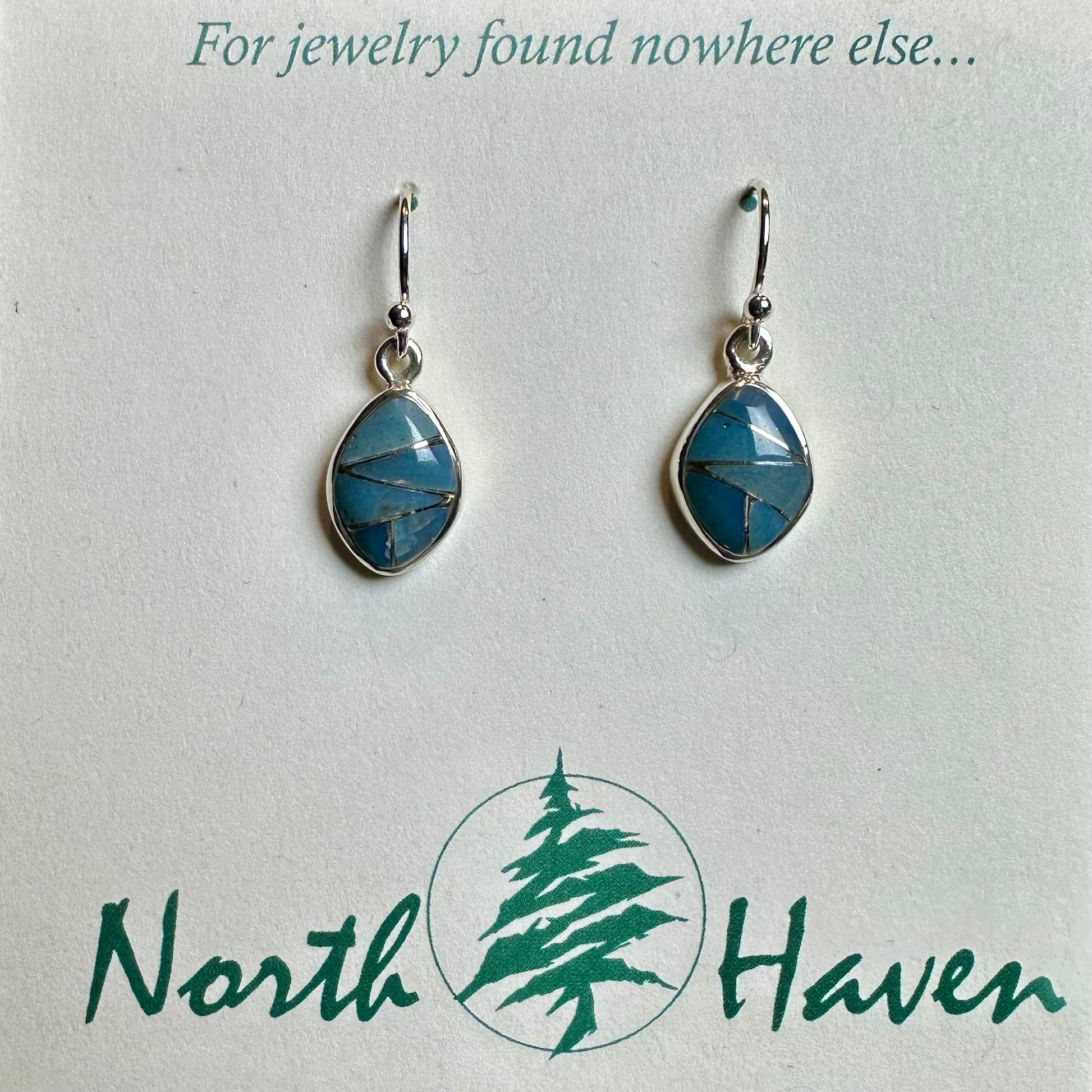 Leland Blue Diamond Shaped Inlay Wire Earrings
