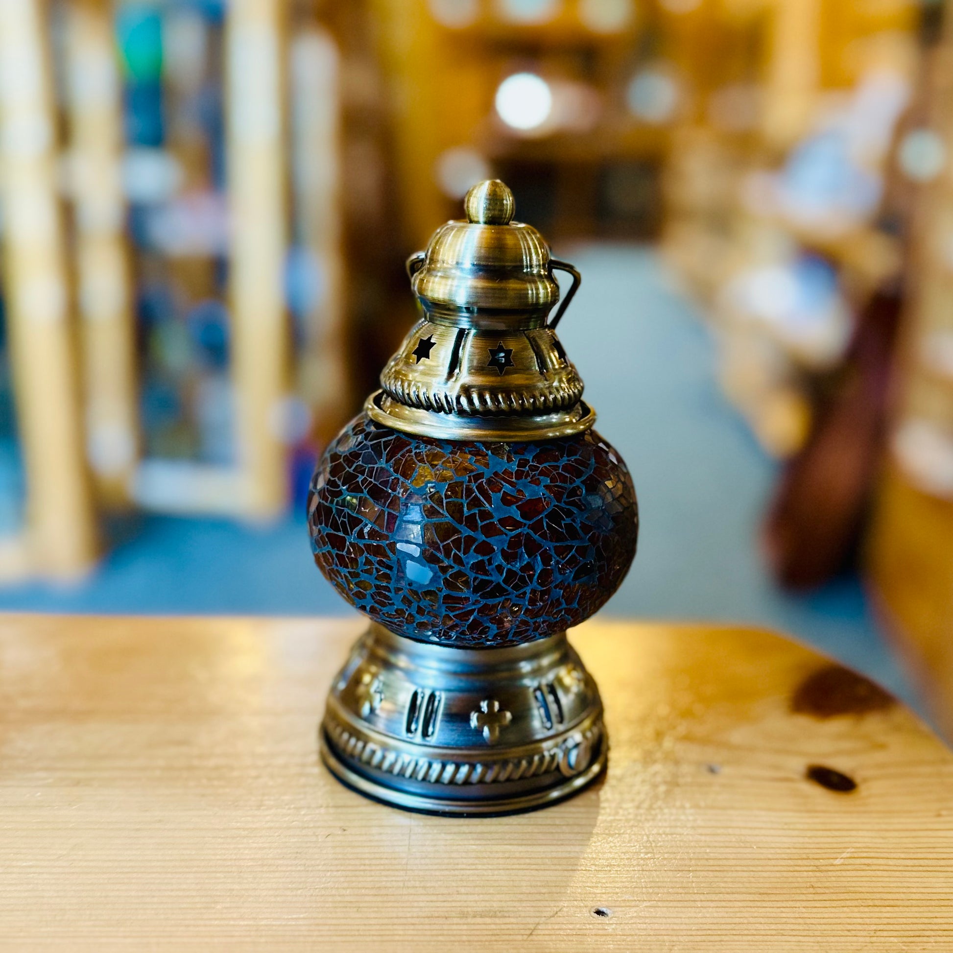 MOSAIC RECHARGEABLE 3 WAY GLASS LANTERN
