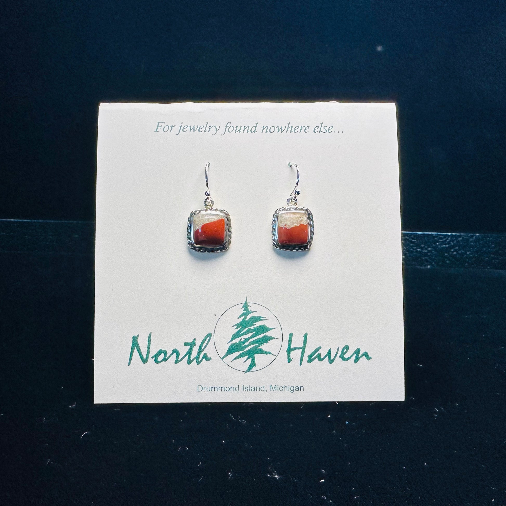 Puddingstone Square Dangle Earrings