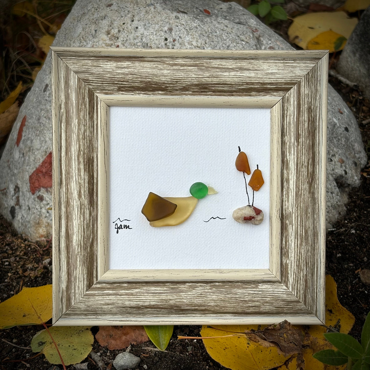 BEACH GLASS DUCK ART
