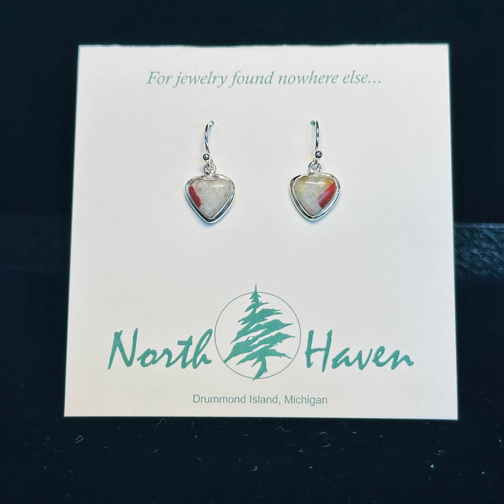 Puddingstone Heart Wire Earrings