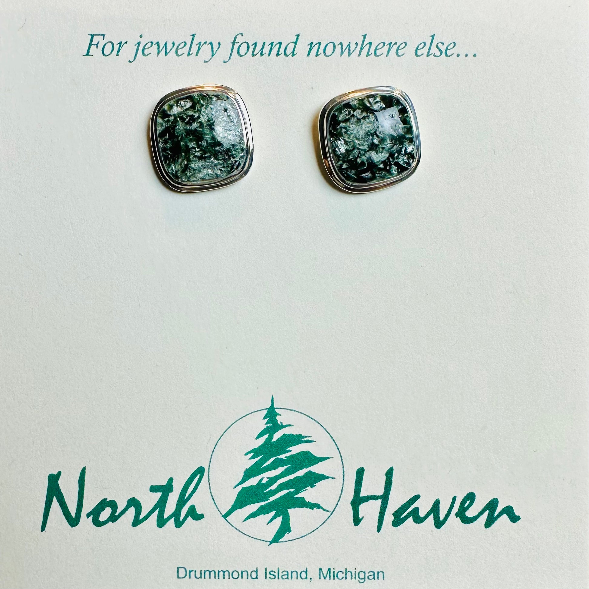Seraphinite Solid Square Stud Earrings