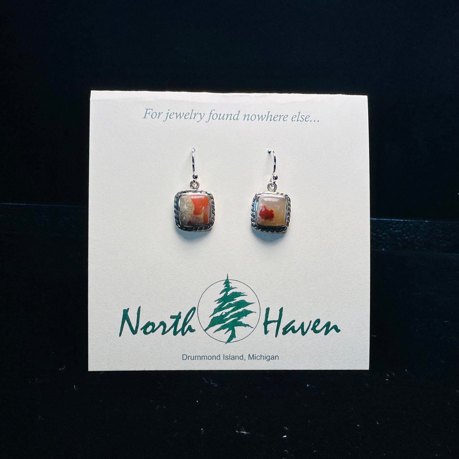 Puddingstone Square Dangle Earrings