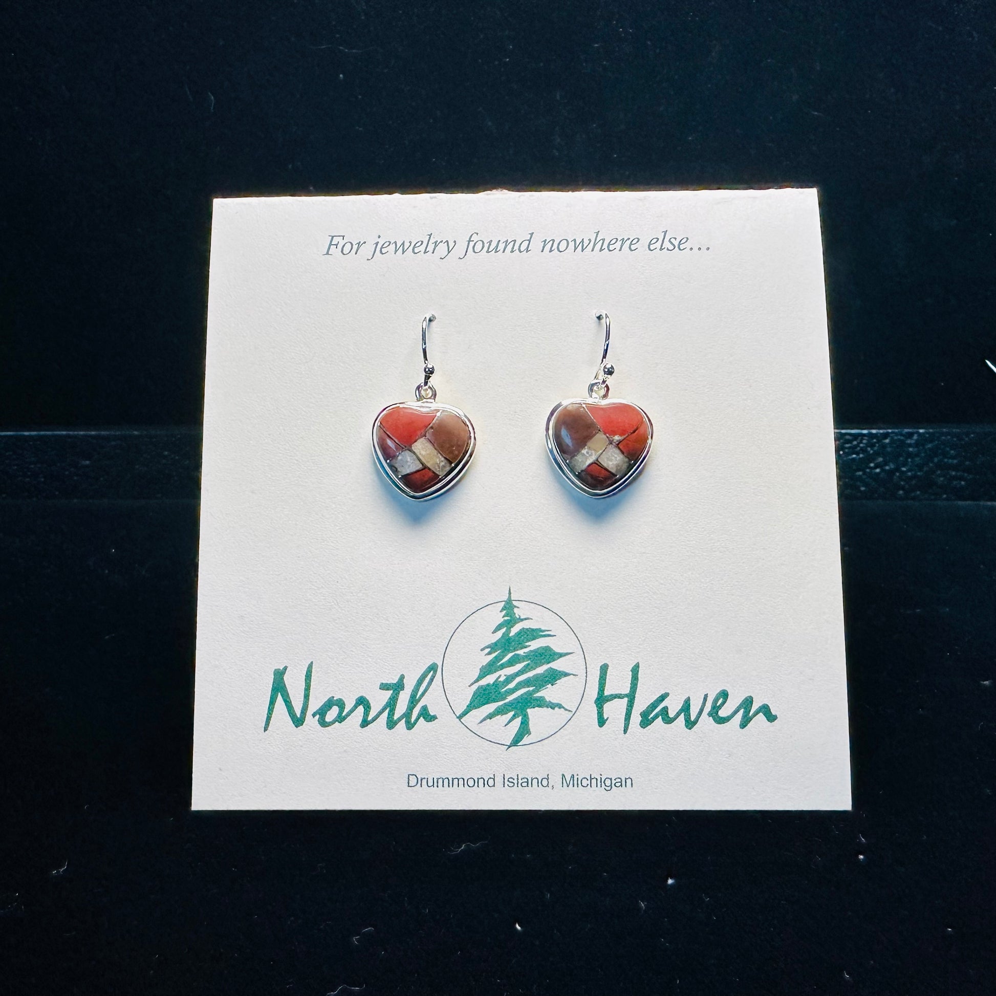 Inlay Heart Puddingstone Earrings