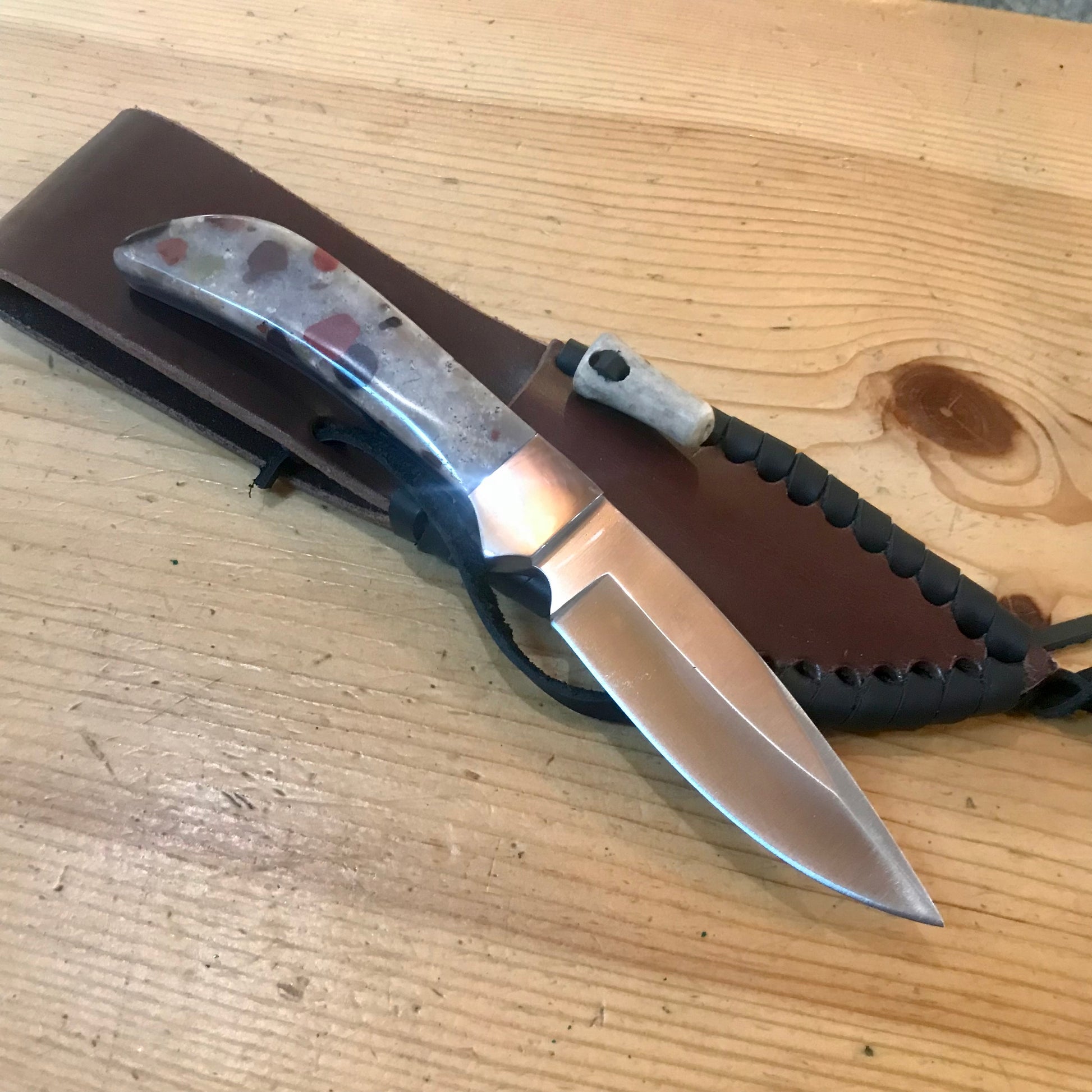 Satin Yellow Horse Knife