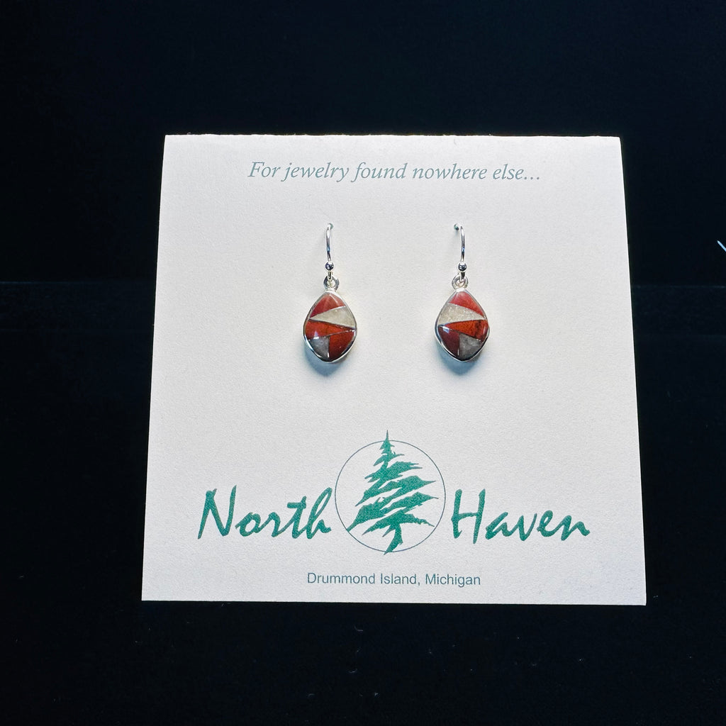 Puddingstone Diamond Shaped Inlay Earrings