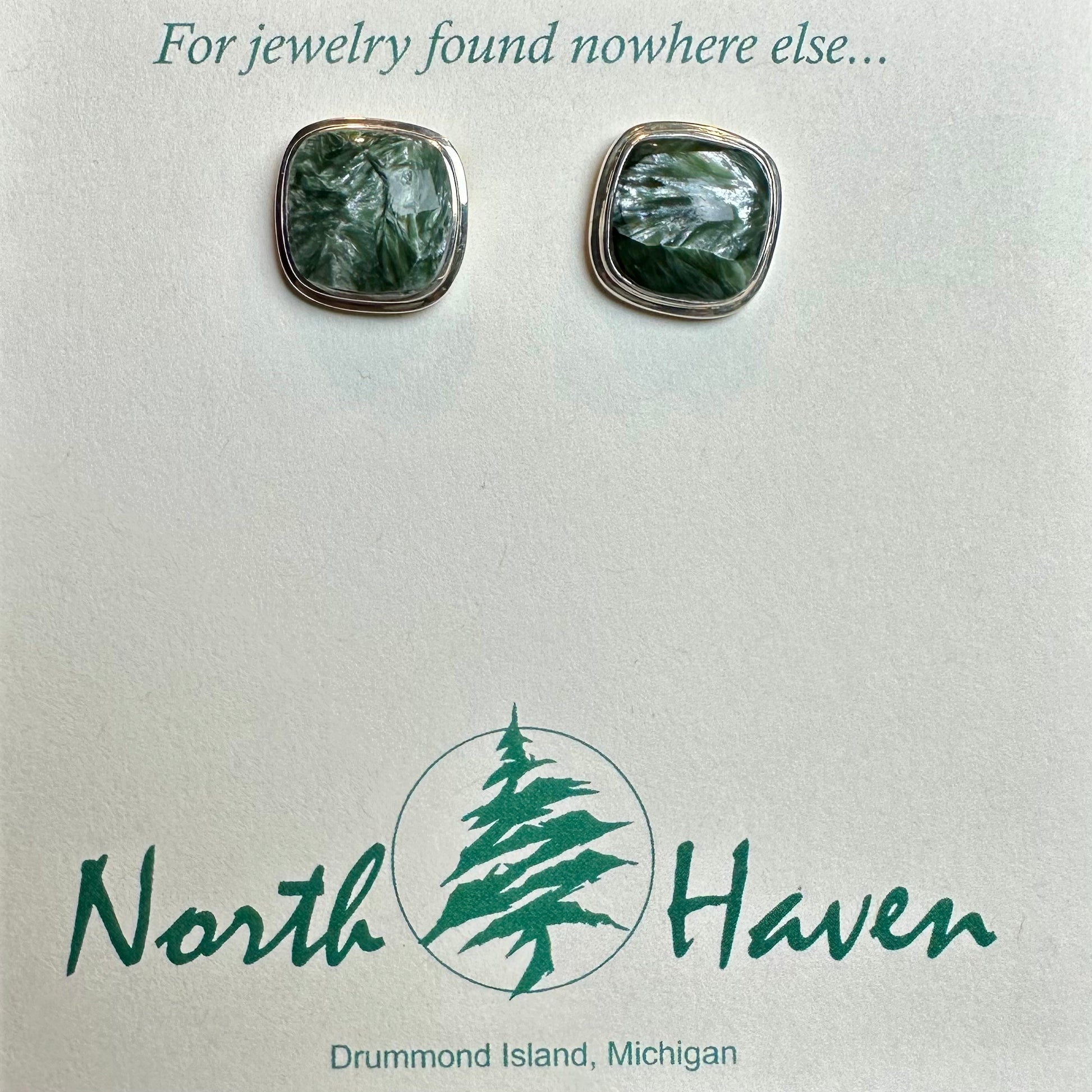 Seraphinite Solid Square Stud Earrings