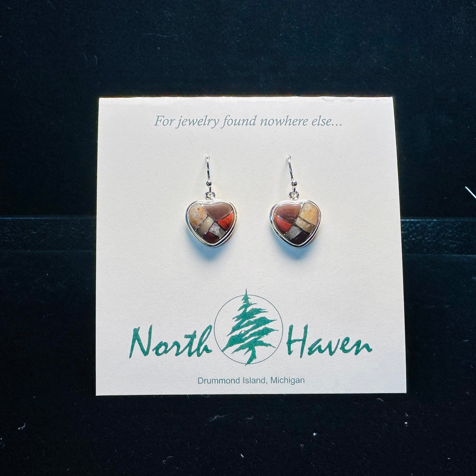 Inlay Heart Puddingstone Earrings