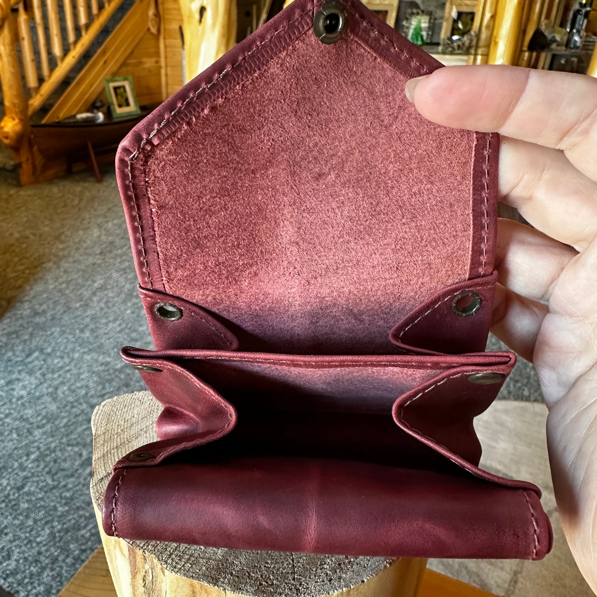 RED LEATHER ACCORDION WALLET