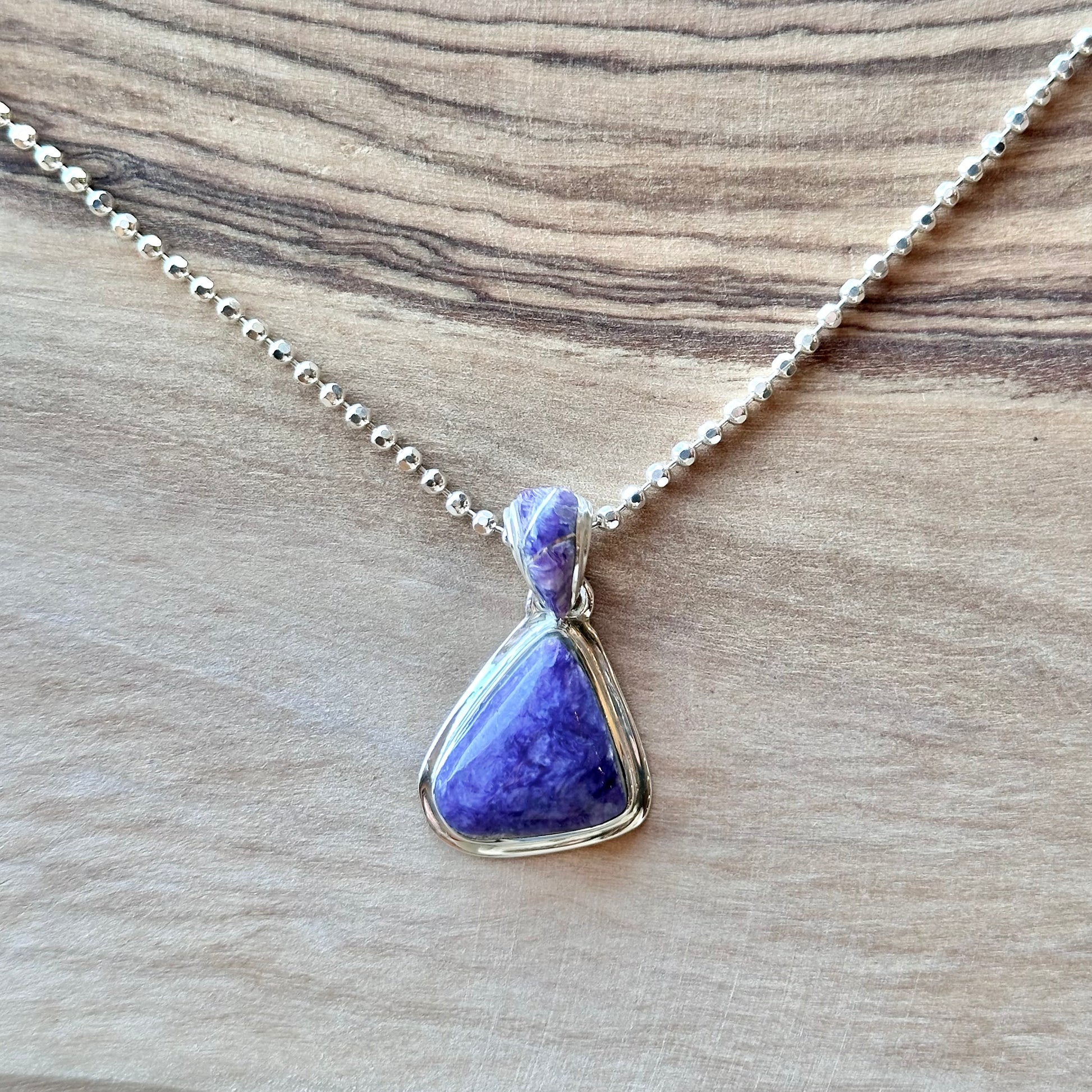 Charoite Triangular Solid Pendant