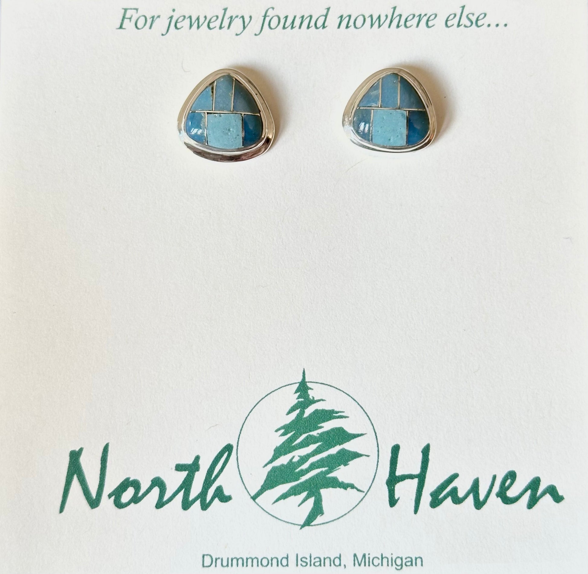 Triangle Inlay Leland Blue Studs
