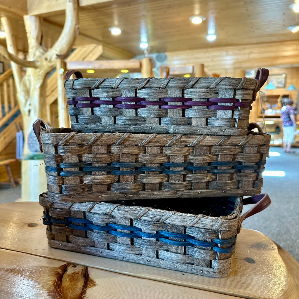 AMISH MADE DINNER ROLL/BREAD/CRACKER BASKETS W/HANDLES