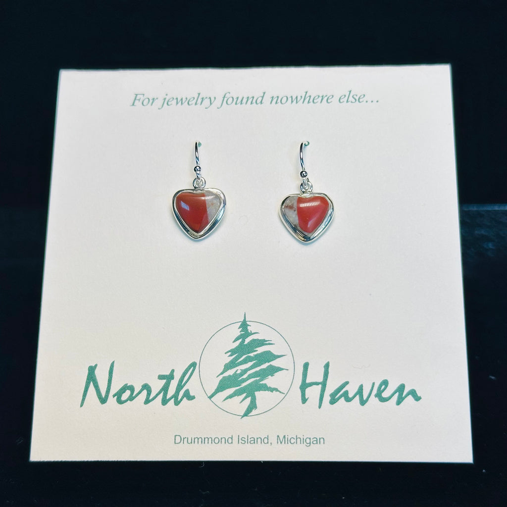 Puddingstone Heart Wire Earrings