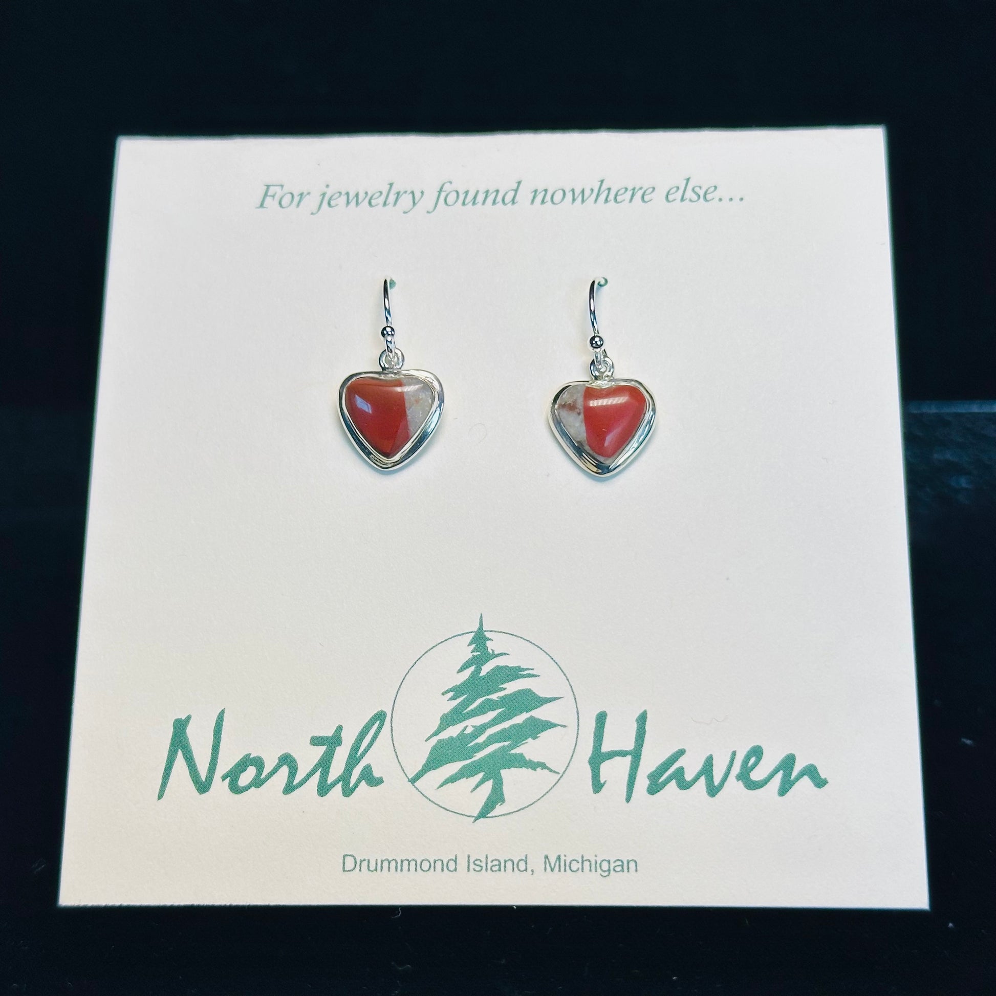 Puddingstone Heart Wire Earrings