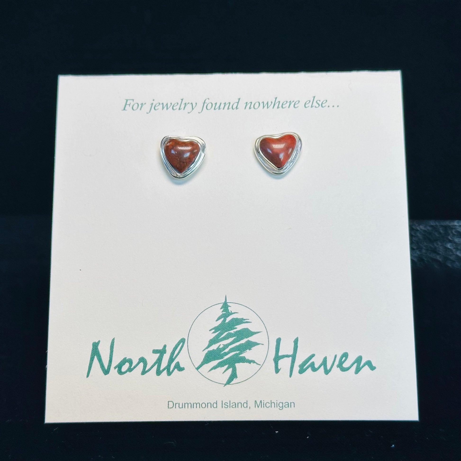 Heart Stud Puddingstone Earrings
