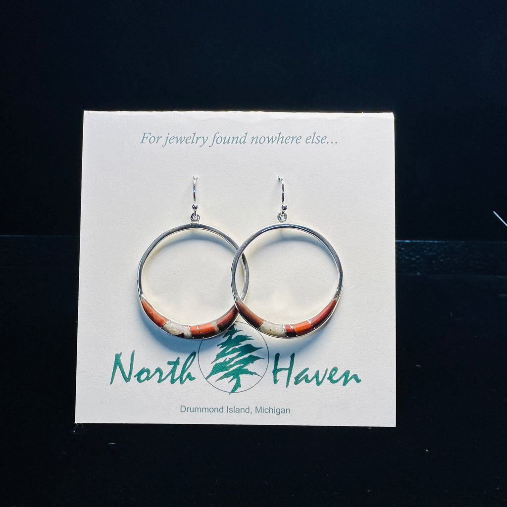 Hoop Inlay Puddingstone Earrings
