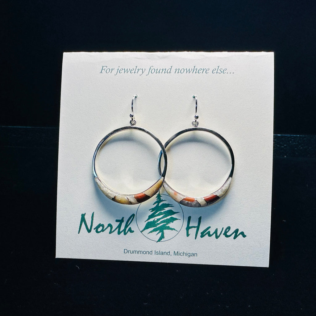 Hoop Inlay Puddingstone Earrings