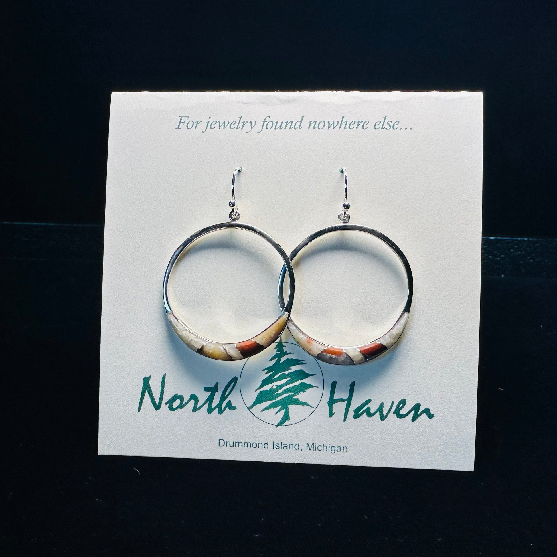 Hoop Inlay Puddingstone Earrings