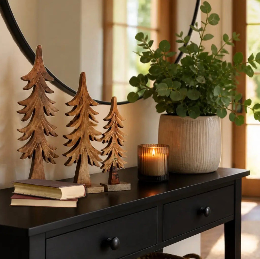 TALL WOOD TREES SET OF 3