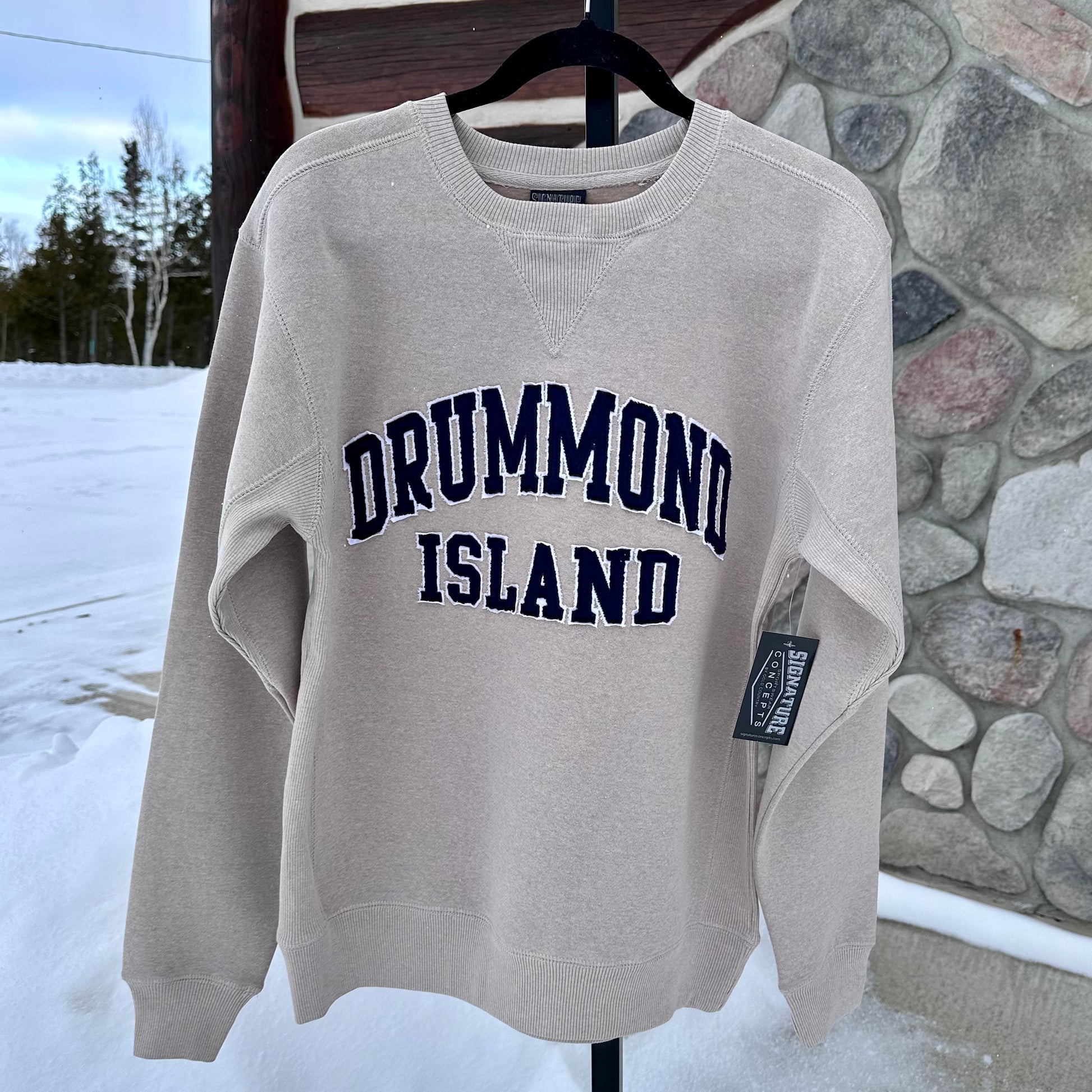 Collegiate Crew Sweatshirt Navy Lettering