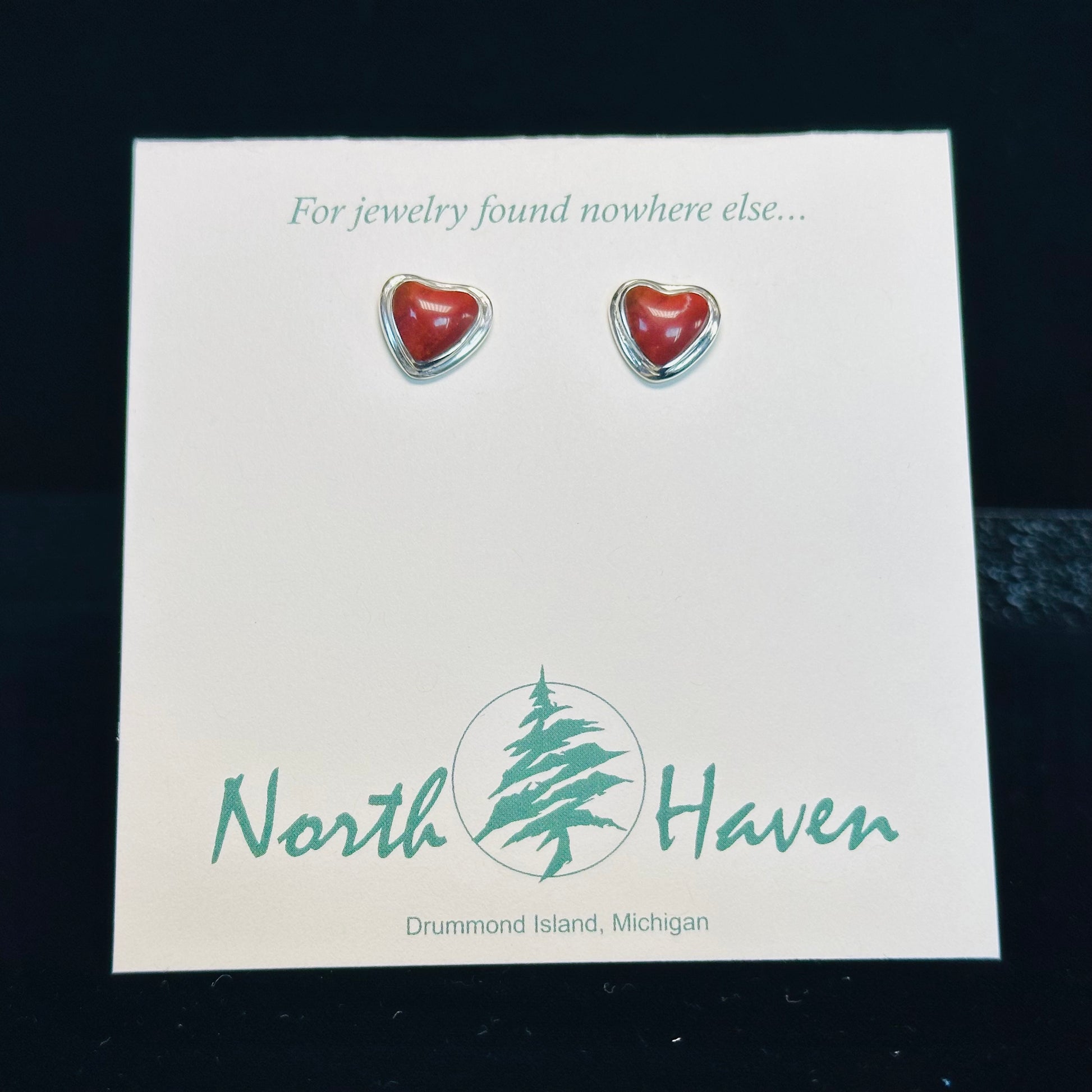 Heart Stud Puddingstone Earrings