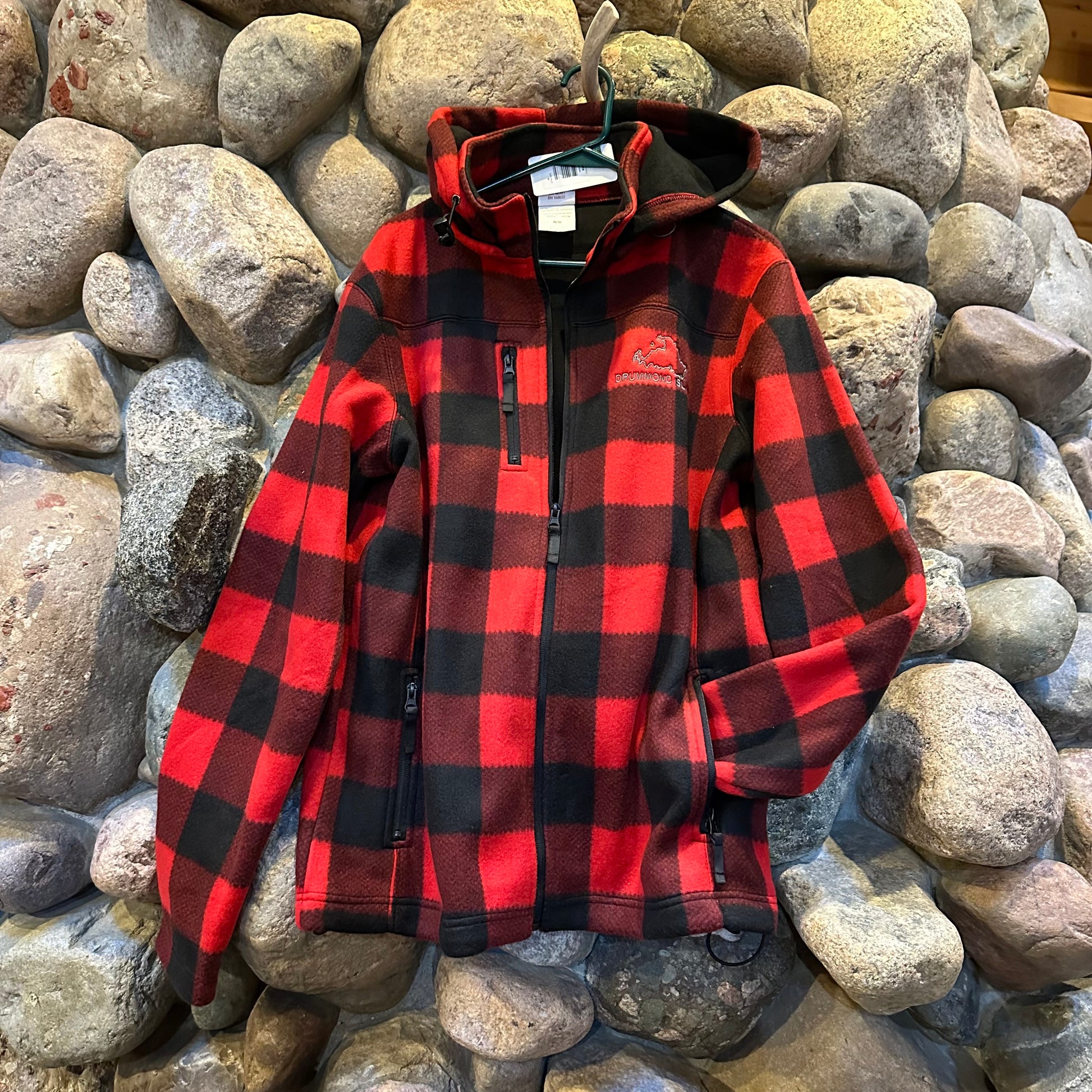 RED PLAID JACKET WITH HOOD