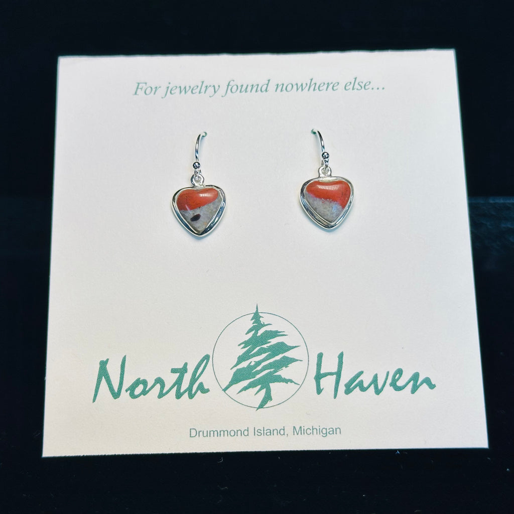 Puddingstone Heart Wire Earrings