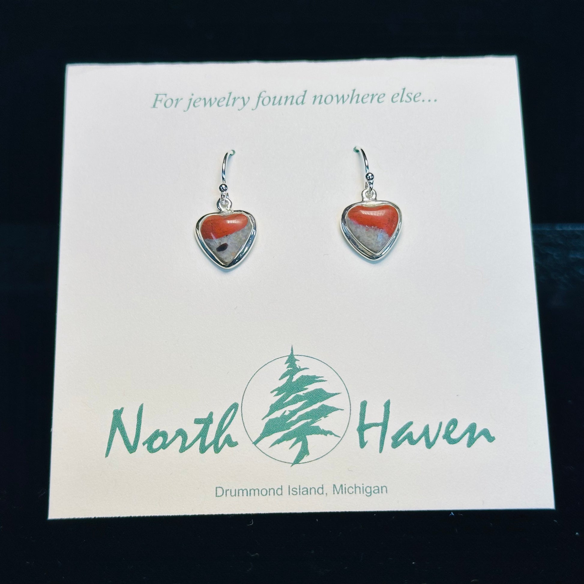 Puddingstone Heart Wire Earrings