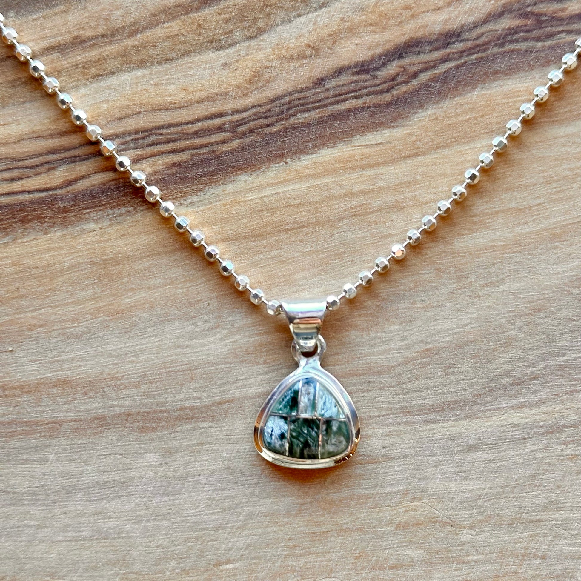 Seraphinite Triangular Inlay Pendant