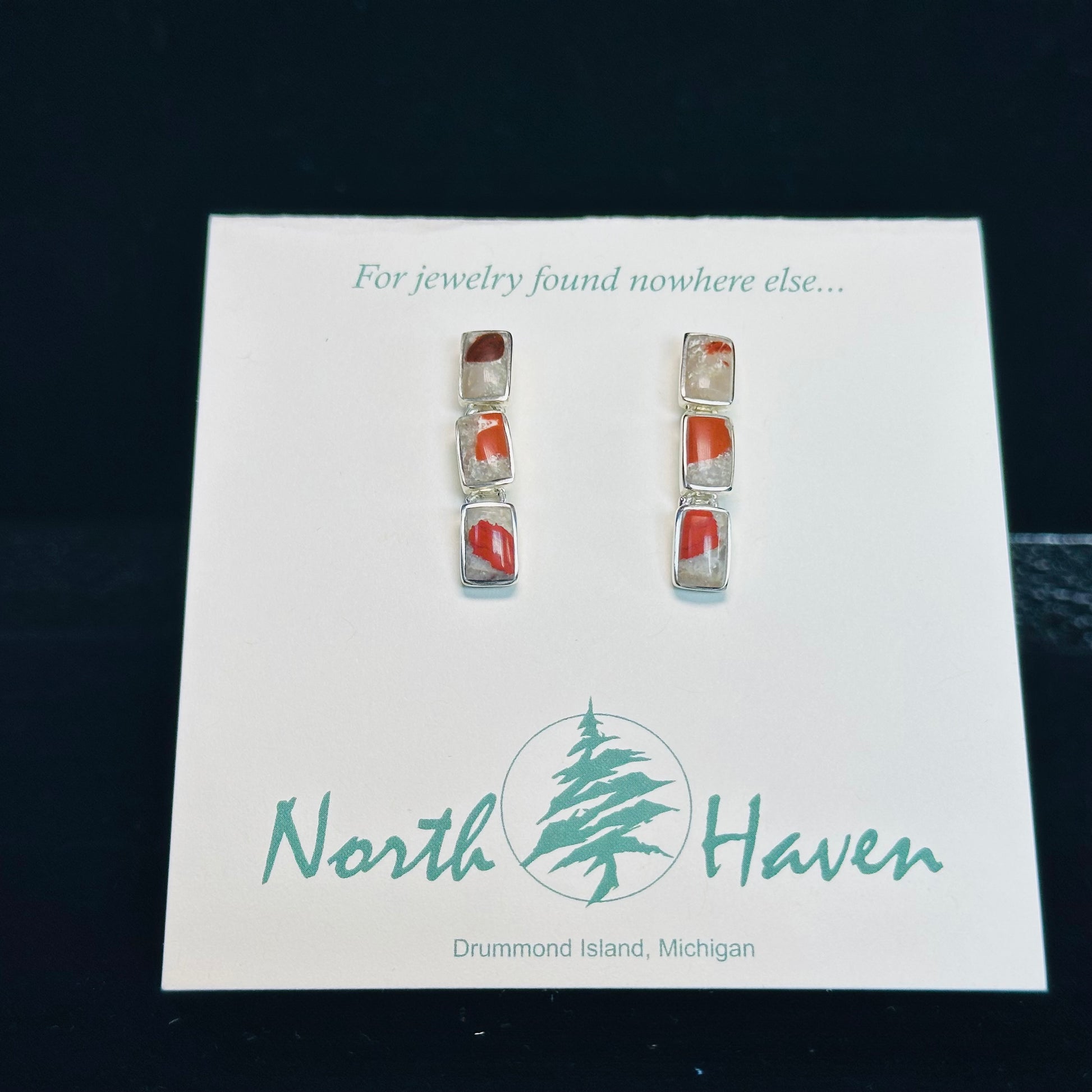 Three Piece Puddingstone Earrings