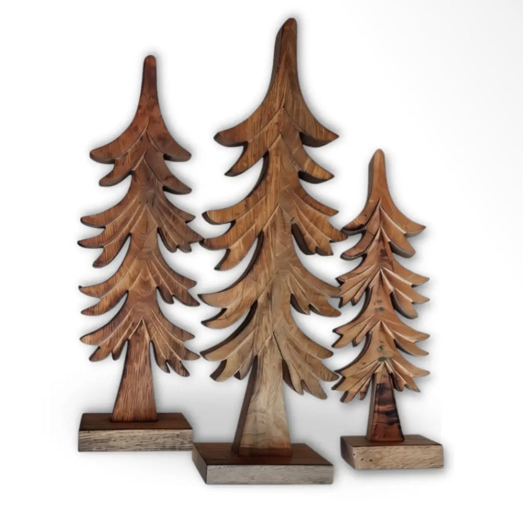 TALL WOOD TREES SET OF 3